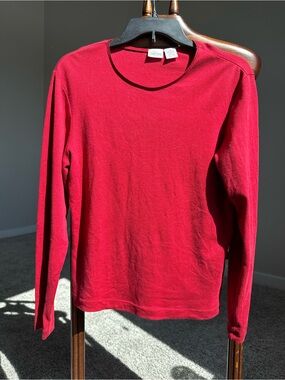 Cherokee Red Rib Knit Sweater Top Cotton Blend Minimalist Y2K